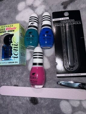 Kokie Nail Polish Trio & ICON Cuticle Serum Starter Set — Teal, Blue, Pink